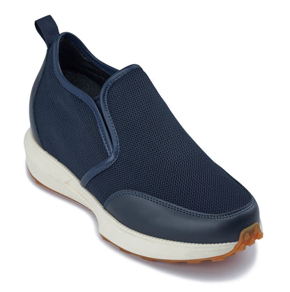 J1435  - 3.3 Inches Taller (Dark Blue) - Casual Chunky Sole Men's Sneaker Loafers