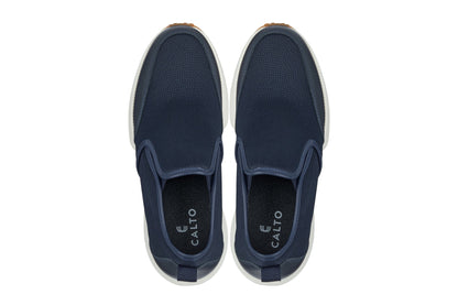 J1435  - 3.3 Inches Taller (Dark Blue) - Casual Chunky Sole Men's Sneaker Loafers
