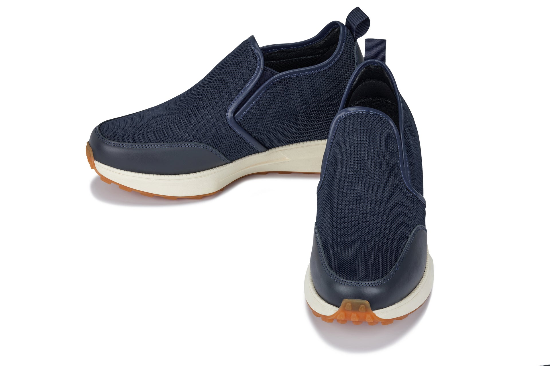 J1435  - 3.3 Inches Taller (Dark Blue) - Casual Chunky Sole Men's Sneaker Loafers