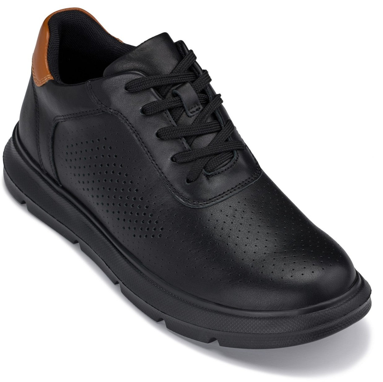 J1580  - 2.6 Inches Taller (Black/Black Sole) - Lightweight Casual Men's Walker Shoes