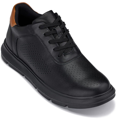 J1580  - 2.6 Inches Taller (Black/Black Sole) - Lightweight Casual Men's Walker Shoes