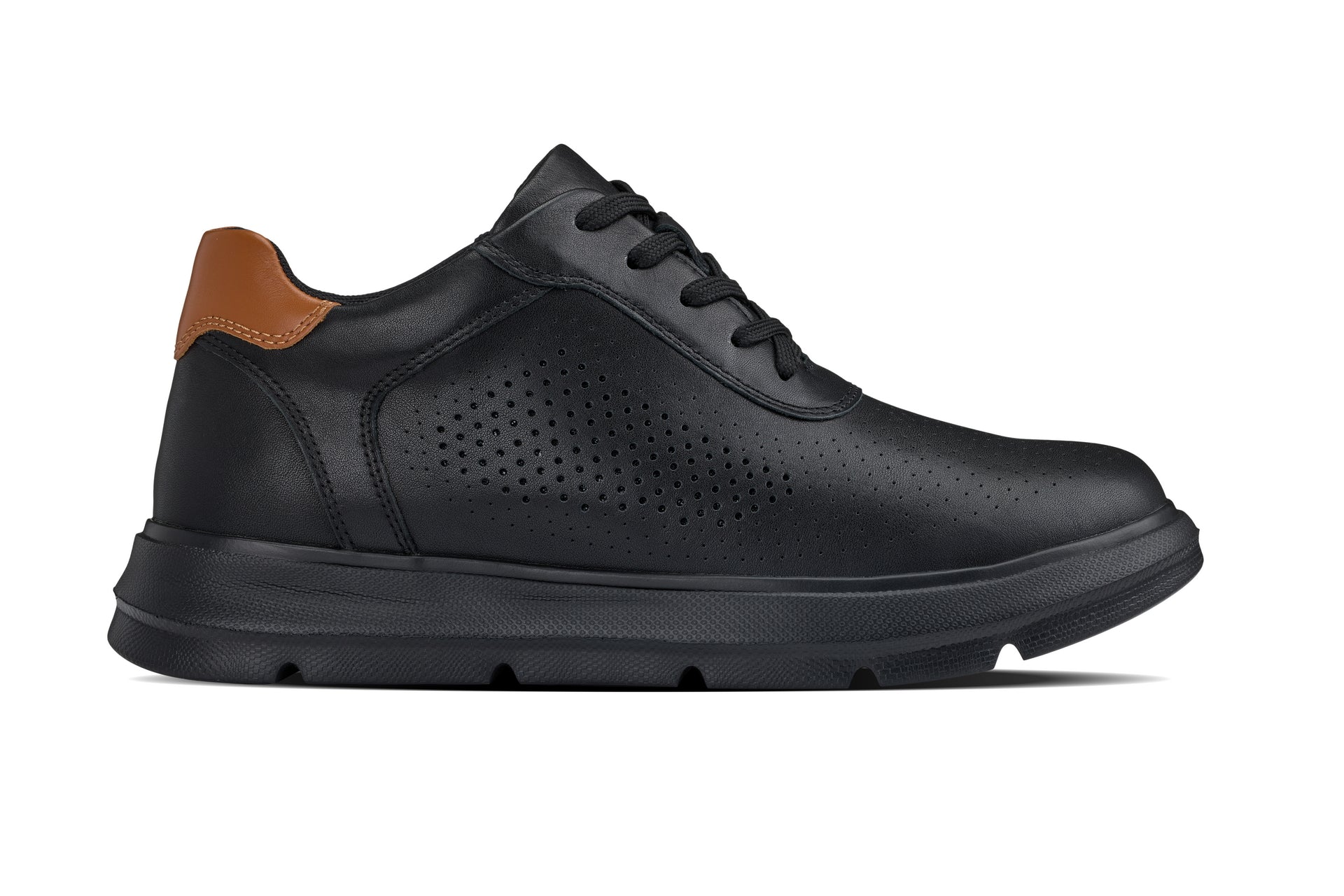 J1580  - 2.6 Inches Taller (Black/Black Sole) - Lightweight Casual Men's Walker Shoes