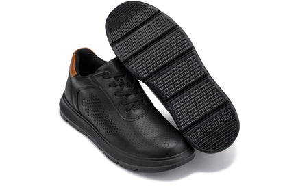 J1580  - 2.6 Inches Taller (Black/Black Sole) - Lightweight Casual Men's Walker Shoes