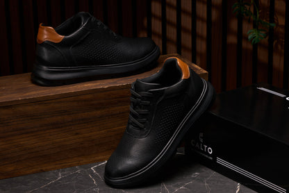 J1580  - 2.6 Inches Taller (Black/Black Sole) - Lightweight Casual Men's Walker Shoes