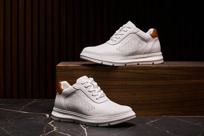 J1581  - 2.6 Inches Taller (White) - Lightweight Casual Men's Walker Shoes