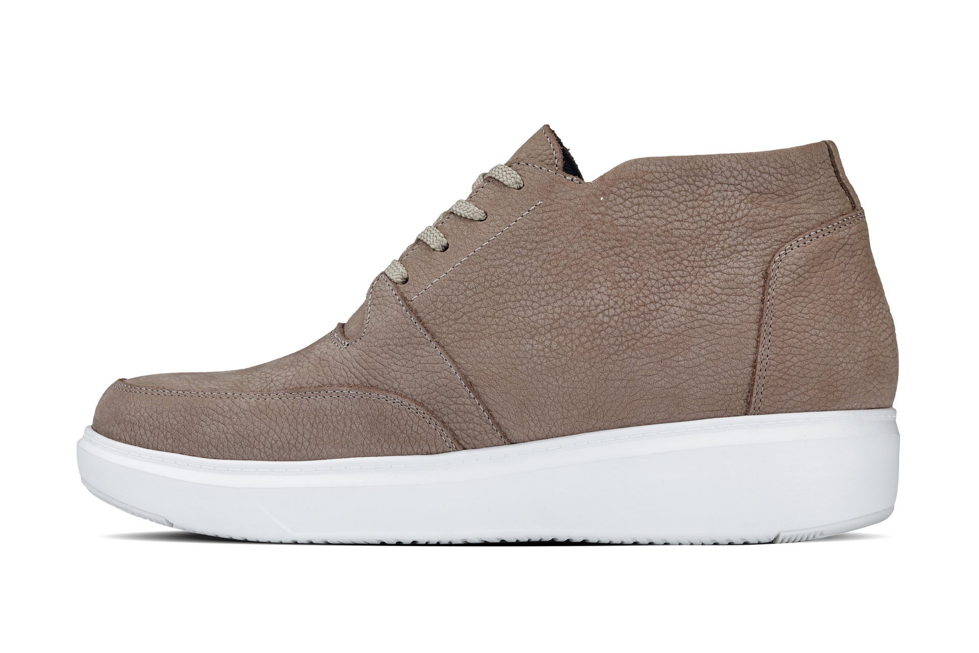 J1770  - 3.2 Inches Taller (Khaki) - Casual Chunky Sole Men's Shoes - Soft Pebble Grain Nubuck Leather