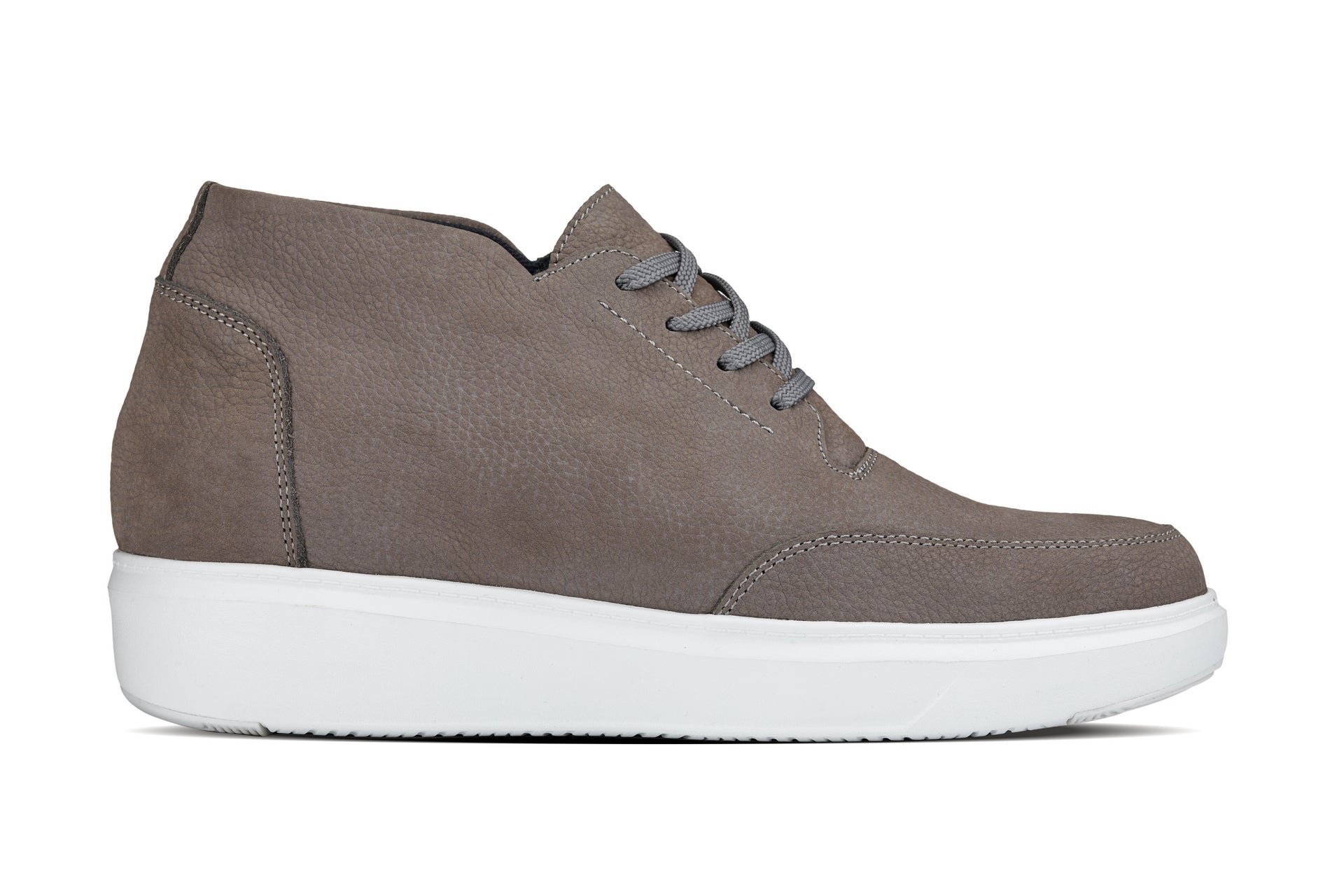 J1771  - 3.2 Inches Taller (Grey) - Casual Chunky Sole Men's Shoes - Soft Pebble Grain Nubuck Leather