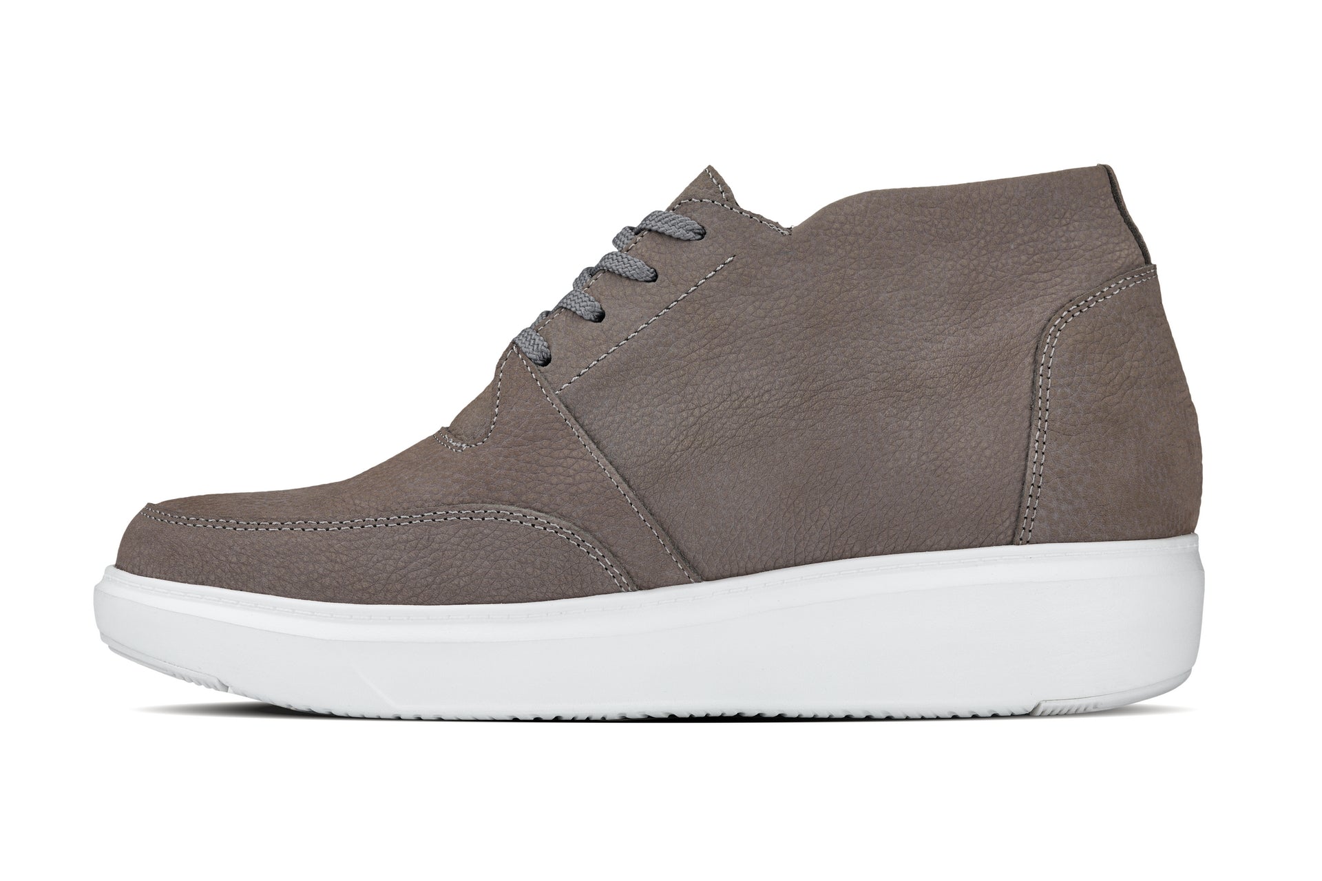 J1771  - 3.2 Inches Taller (Grey) - Casual Chunky Sole Men's Shoes - Soft Pebble Grain Nubuck Leather