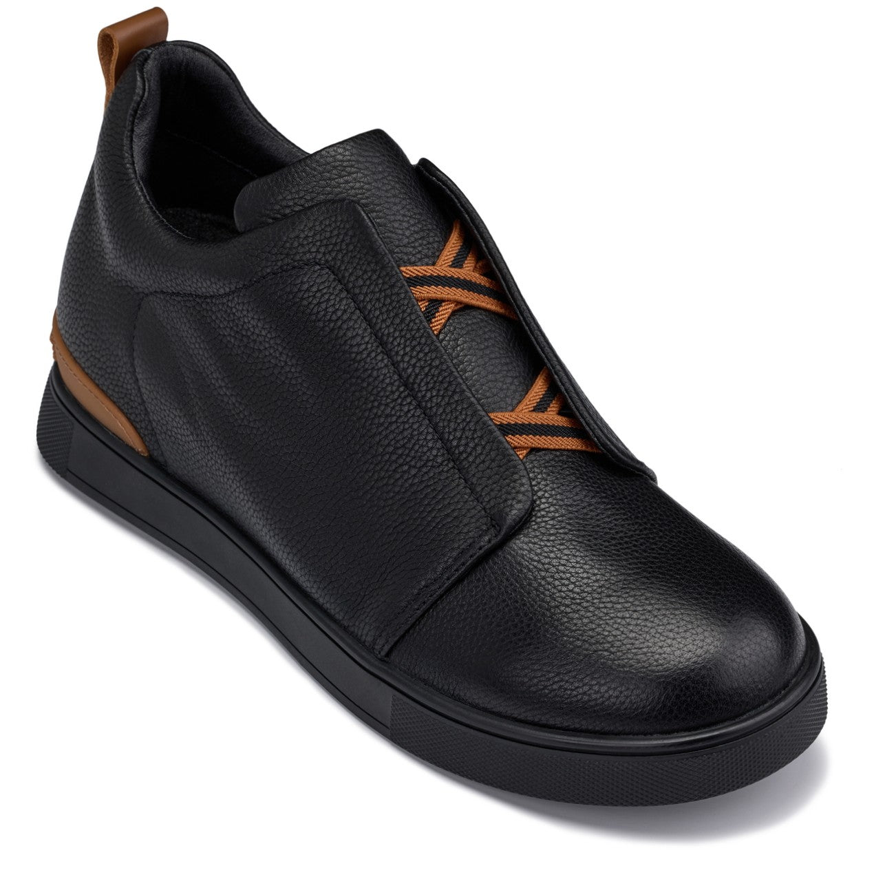 J1931  - 2.6 Inches Taller (Black / Black Sole) - Slip-On Men's Snoafers