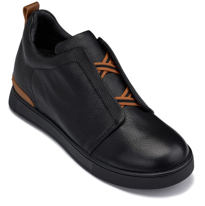 J1931  - 2.6 Inches Taller (Black / Black Sole) - Slip-On Men's Snoafers