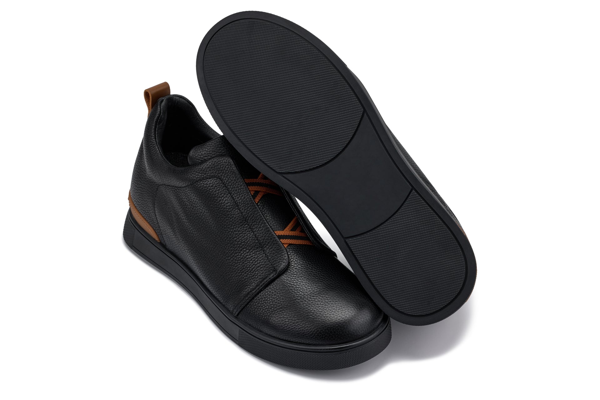 J1931  - 2.6 Inches Taller (Black / Black Sole) - Slip-On Men's Snoafers