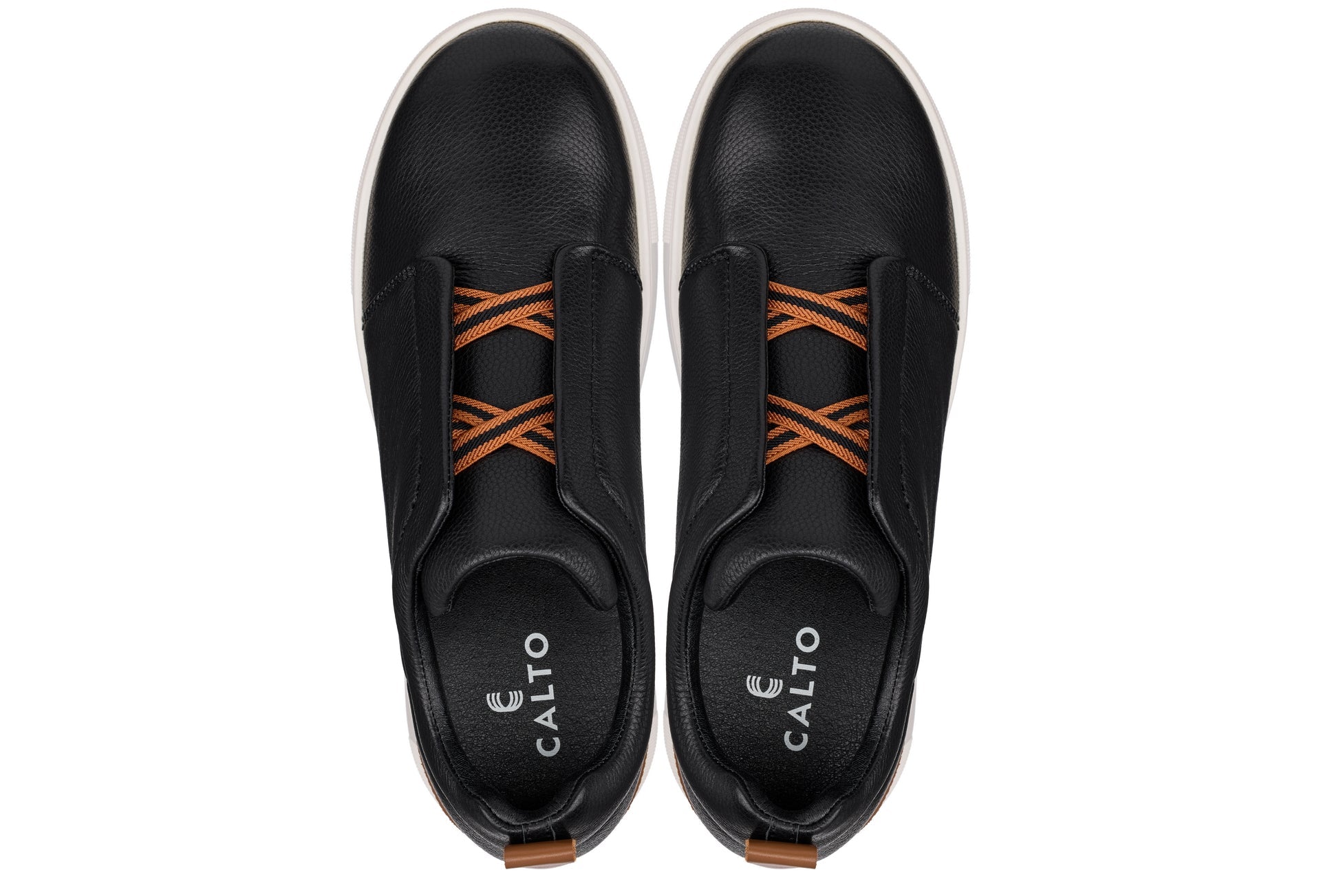 J1932  - 2.6 Inches Taller (Black / White Sole) - Slip-On Men's Snoafers