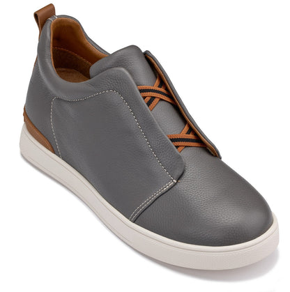 J1935  - 2.6 Inches Taller (Grey) - Slip-On Men's Snoafers