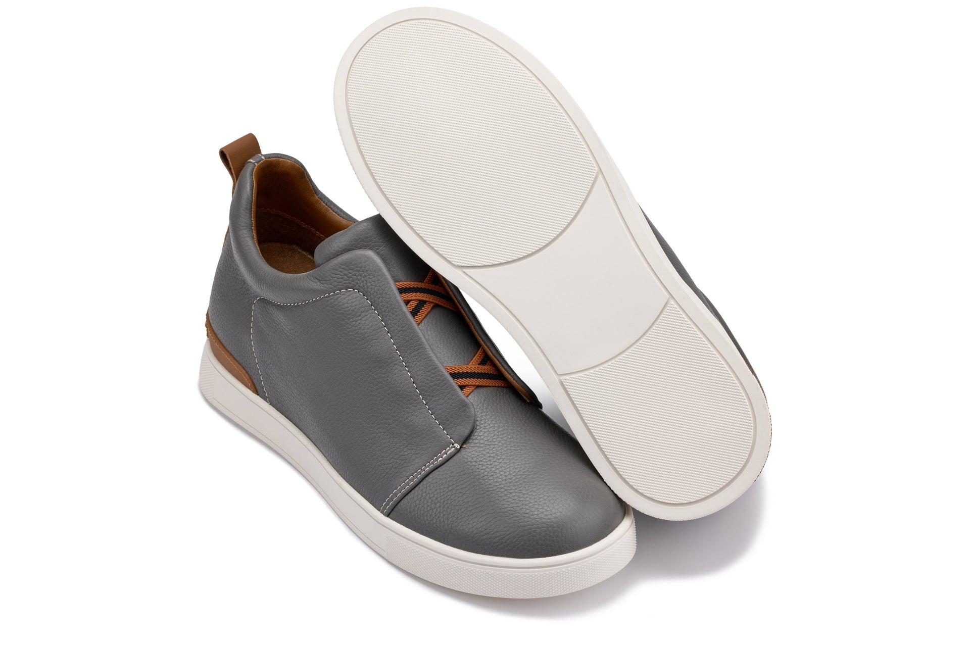 J1935  - 2.6 Inches Taller (Grey) - Slip-On Men's Snoafers