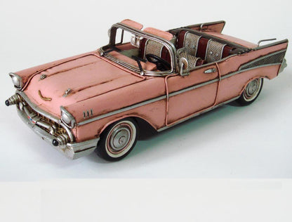 Hand Made Vintage Pink 1957 Chevrolet Bel Air Nomad Die Cast Model Car