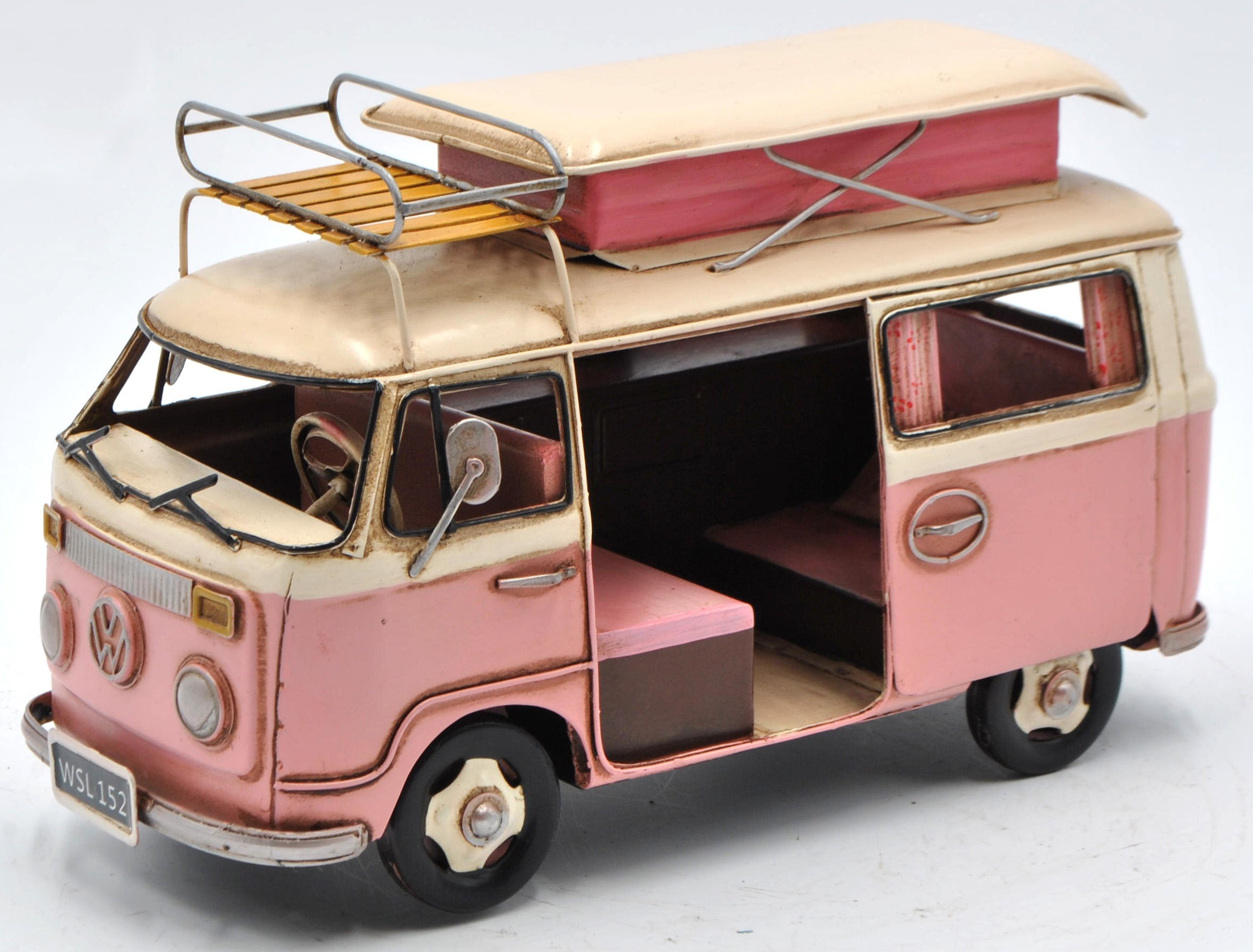 1966 BUS MODEL, VINTAGE CAMPING BUS, CAMPER MODEL 1:20-SCALE FOR HOME DECOR