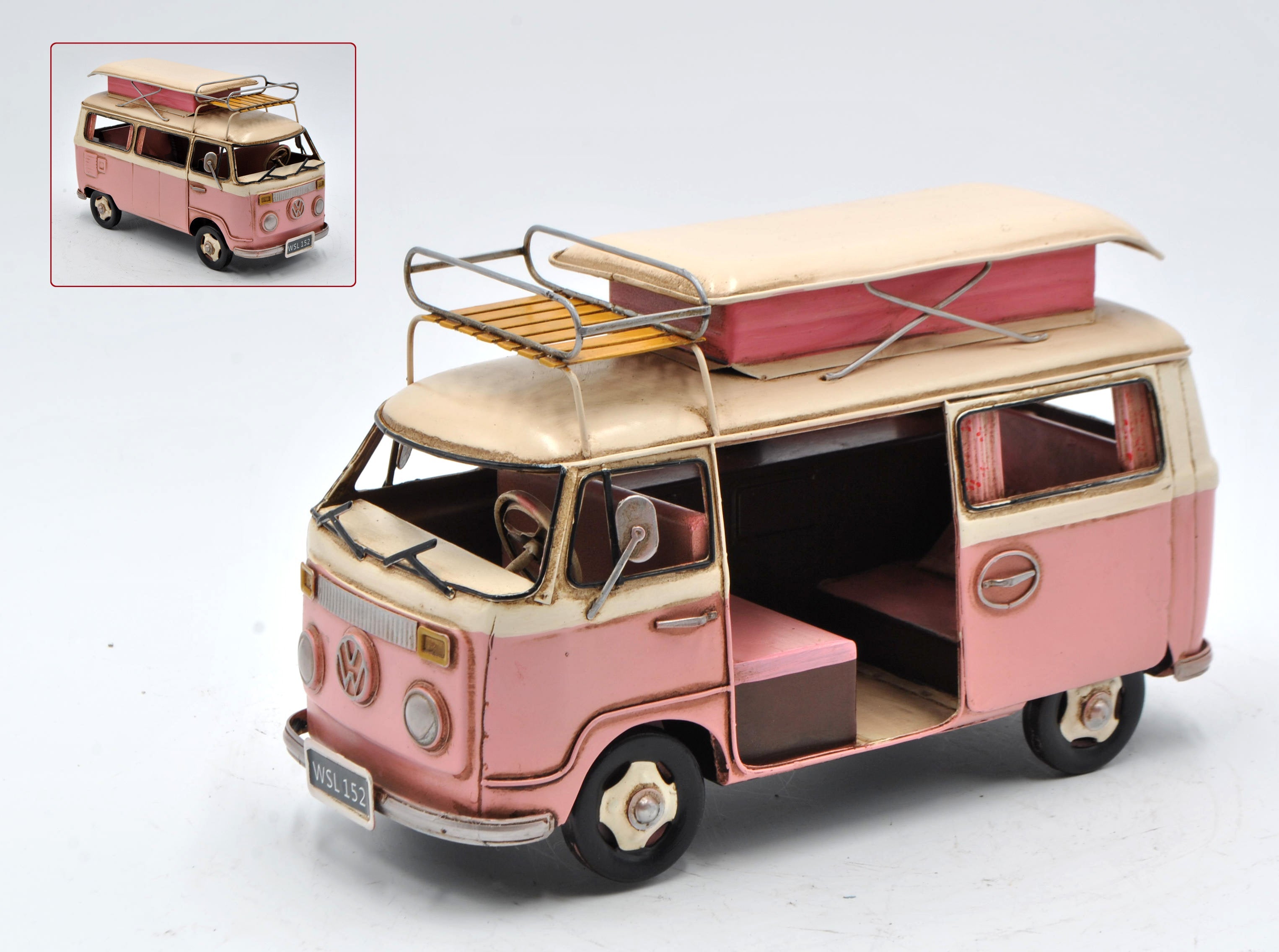 1966 BUS MODEL, VINTAGE CAMPING BUS, CAMPER MODEL 1:20-SCALE FOR HOME DECOR