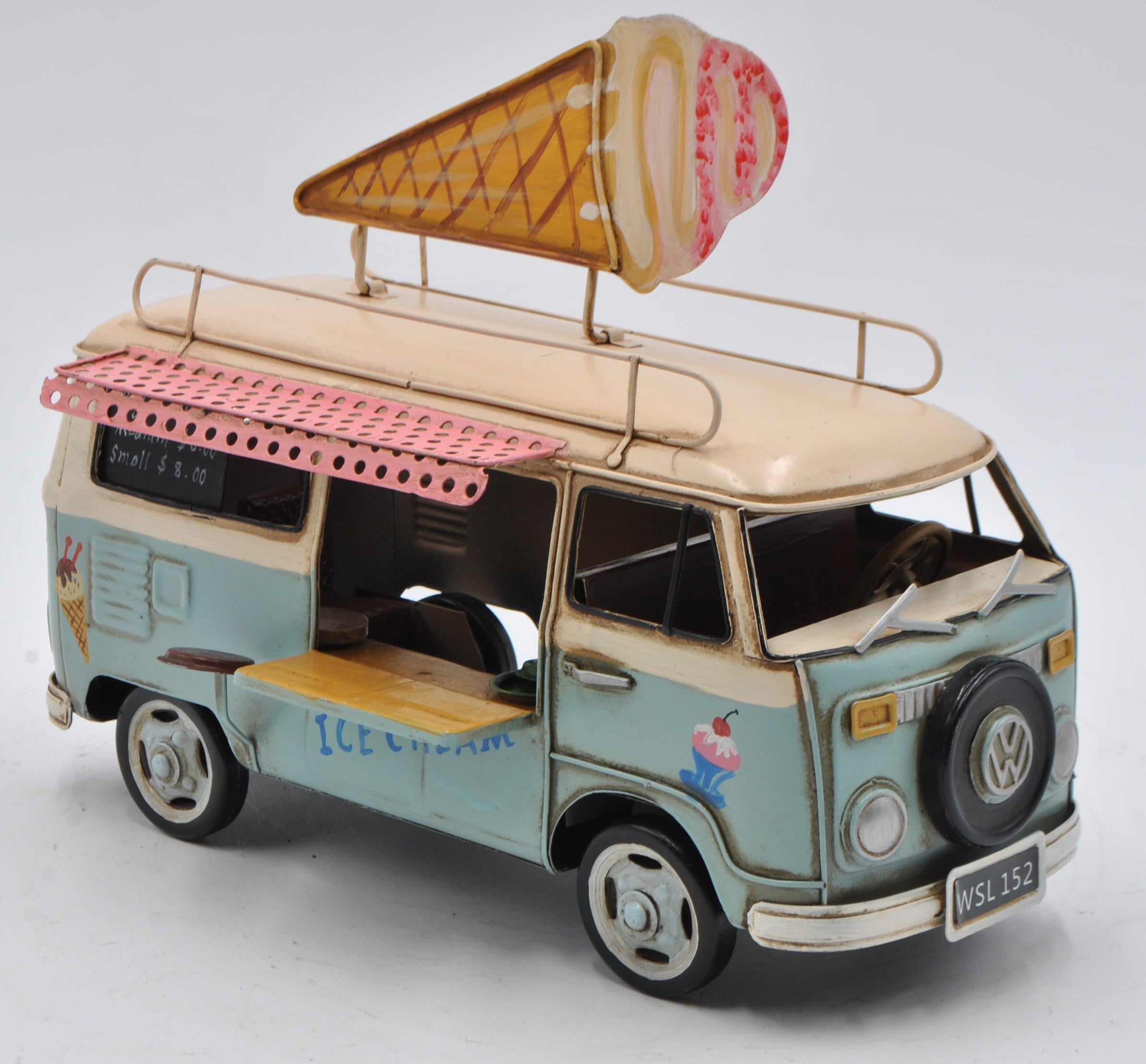 Decorative US Ice Cream Truck Model handmade vintage Metal Car Model Figurine