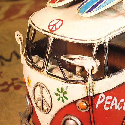 Volkswagen - VW T1 (Type 2) ''Peace & Love'' Bus 1/20 Scale Diecast Metal Model - RED