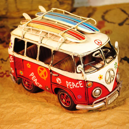 Volkswagen - VW T1 (Type 2) ''Peace & Love'' Bus 1/20 Scale Diecast Metal Model - RED