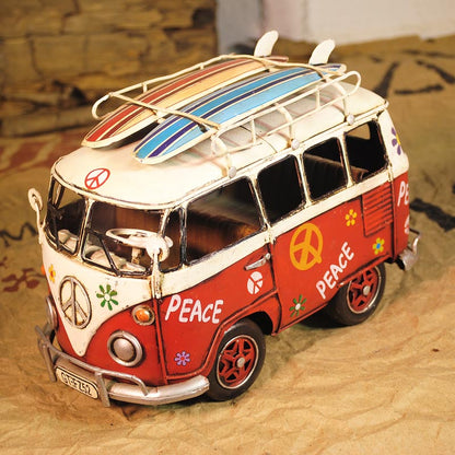 Volkswagen - VW T1 (Type 2) ''Peace & Love'' Bus 1/20 Scale Diecast Metal Model - RED