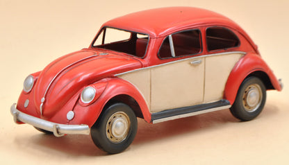 Jayland Hand Made Classic 1934 VW Beetle in red - Tinplate Model Home Decor