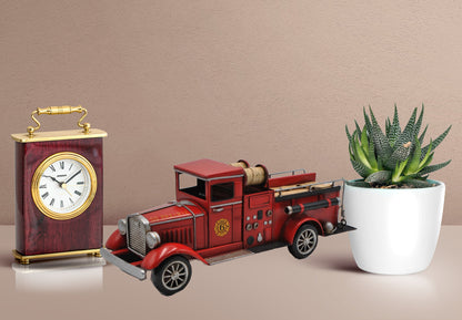 Metal Vintage Fire Truck Model Ornaments Figurine Retro Crafts Old Firetruck