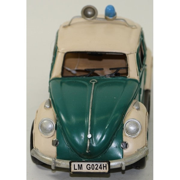 VW Volkswagen Beetle Police Car Tinplate Collectibles 1/12 Scale Vintage Artwork