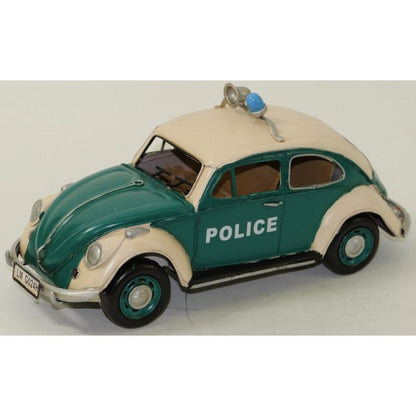 VW Volkswagen Beetle Police Car Tinplate Collectibles 1/12 Scale Vintage Artwork