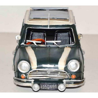 Metal Art Tin Model - Mini Cooper 1;18 Scale Green + White Roof  Metal