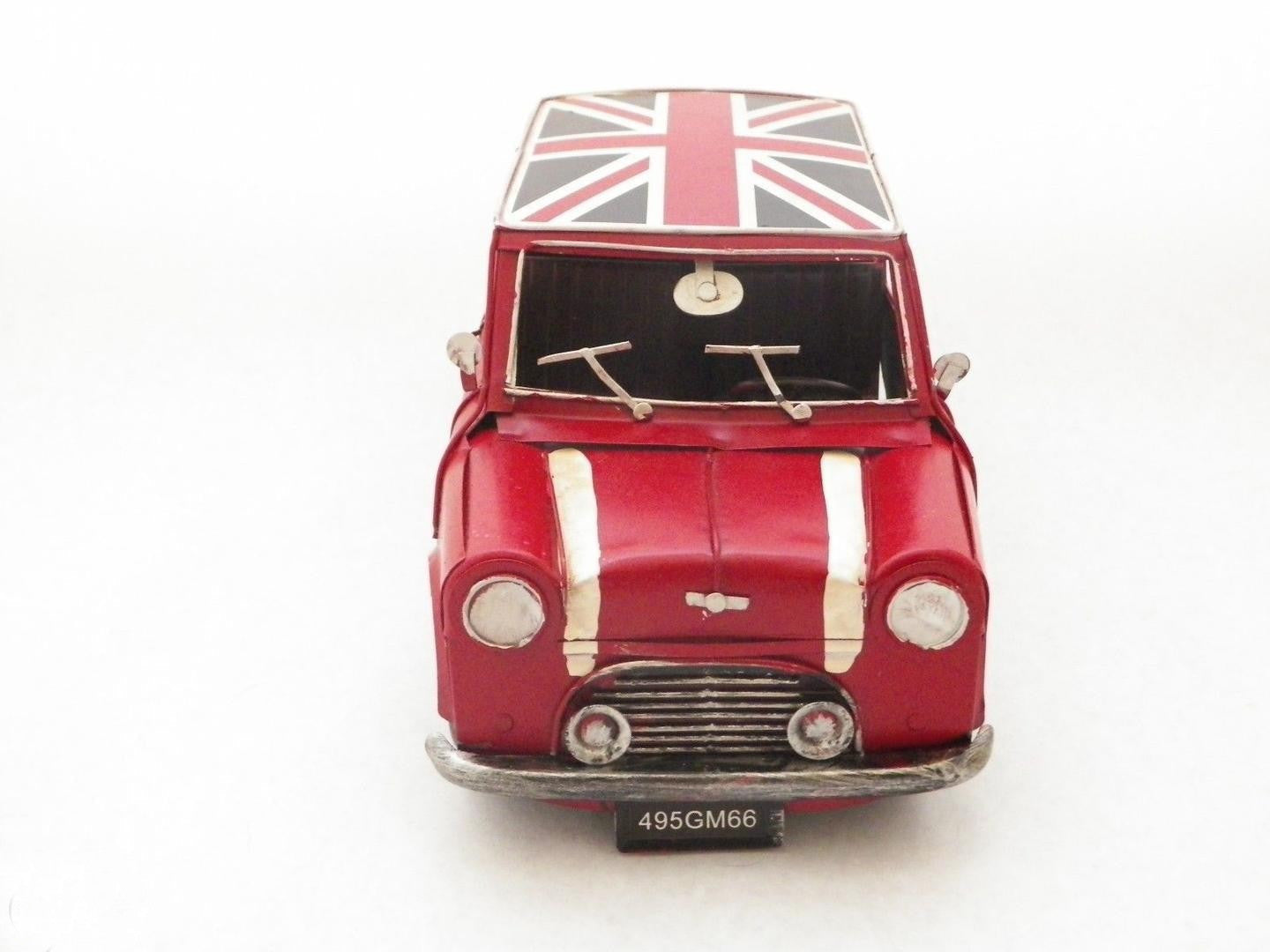 1960 REd Mini Cooper With British Flag on The Roof Car Automobile Gift Figurine