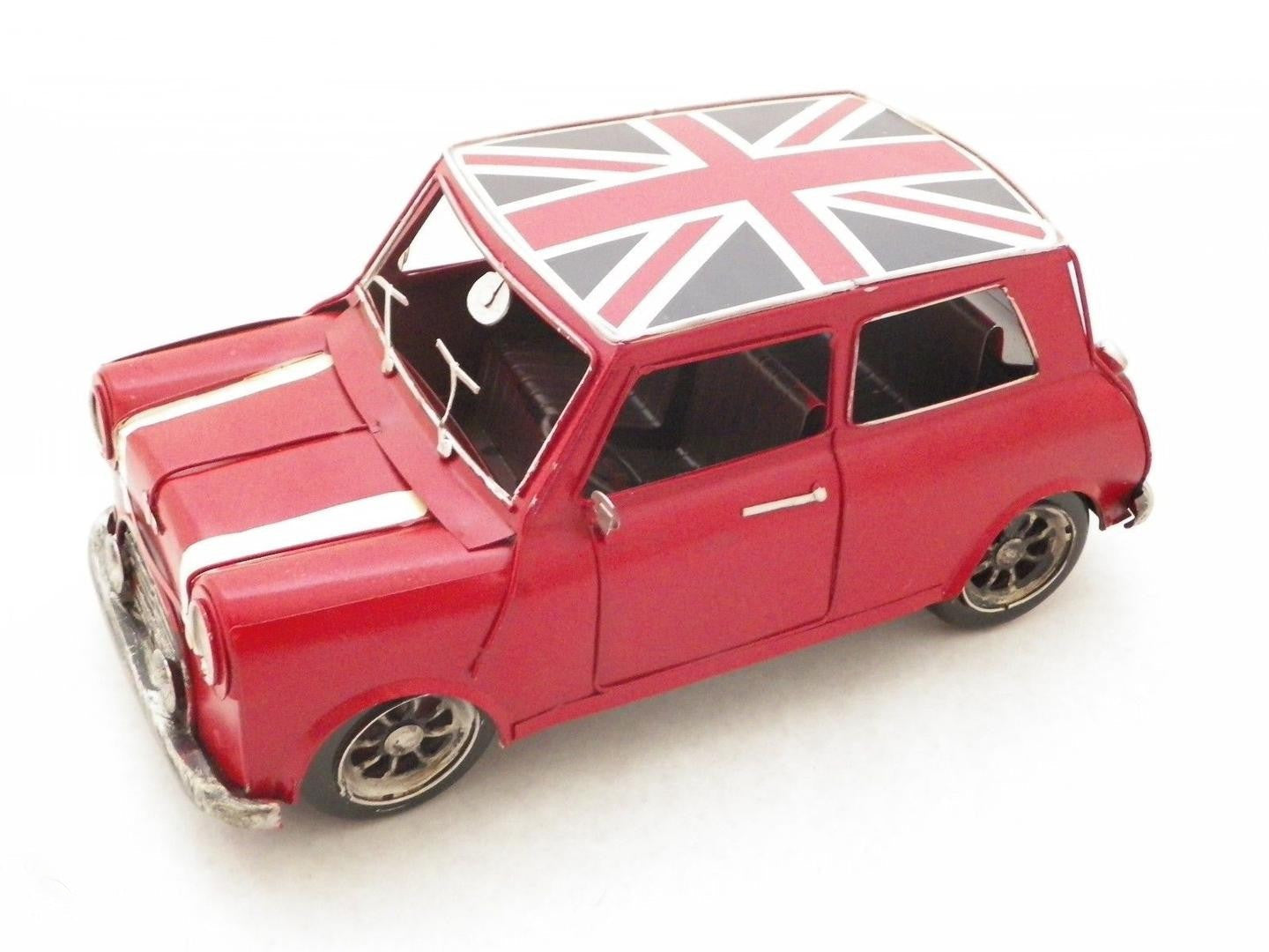 1960 REd Mini Cooper With British Flag on The Roof Car Automobile Gift Figurine