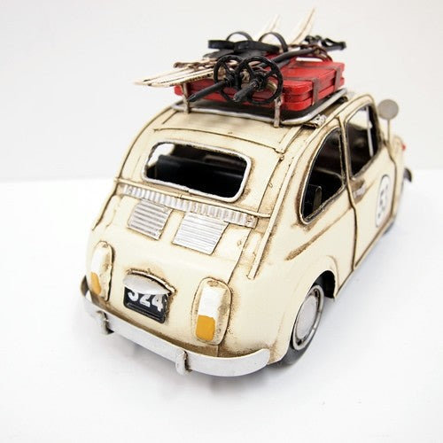 Hand Made 1967 Cream Fiat with Ski Board 1:12 Model Car Automobile Figurine Deal