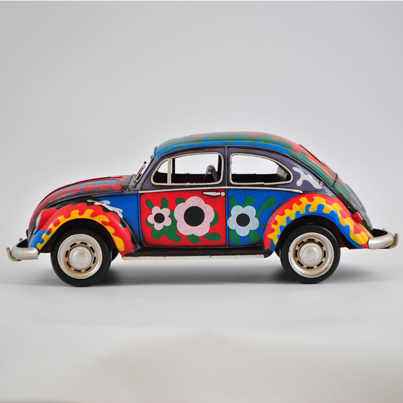 1934 Colorful VW Beetle With Flower Decoration 1:12 Scale Model Automobile Gift