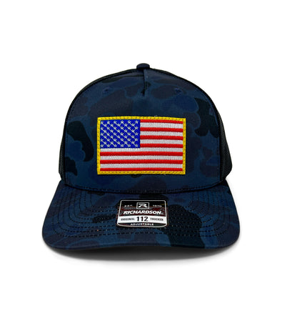 USA Flag Hat | Richardson 112 Duck Camo