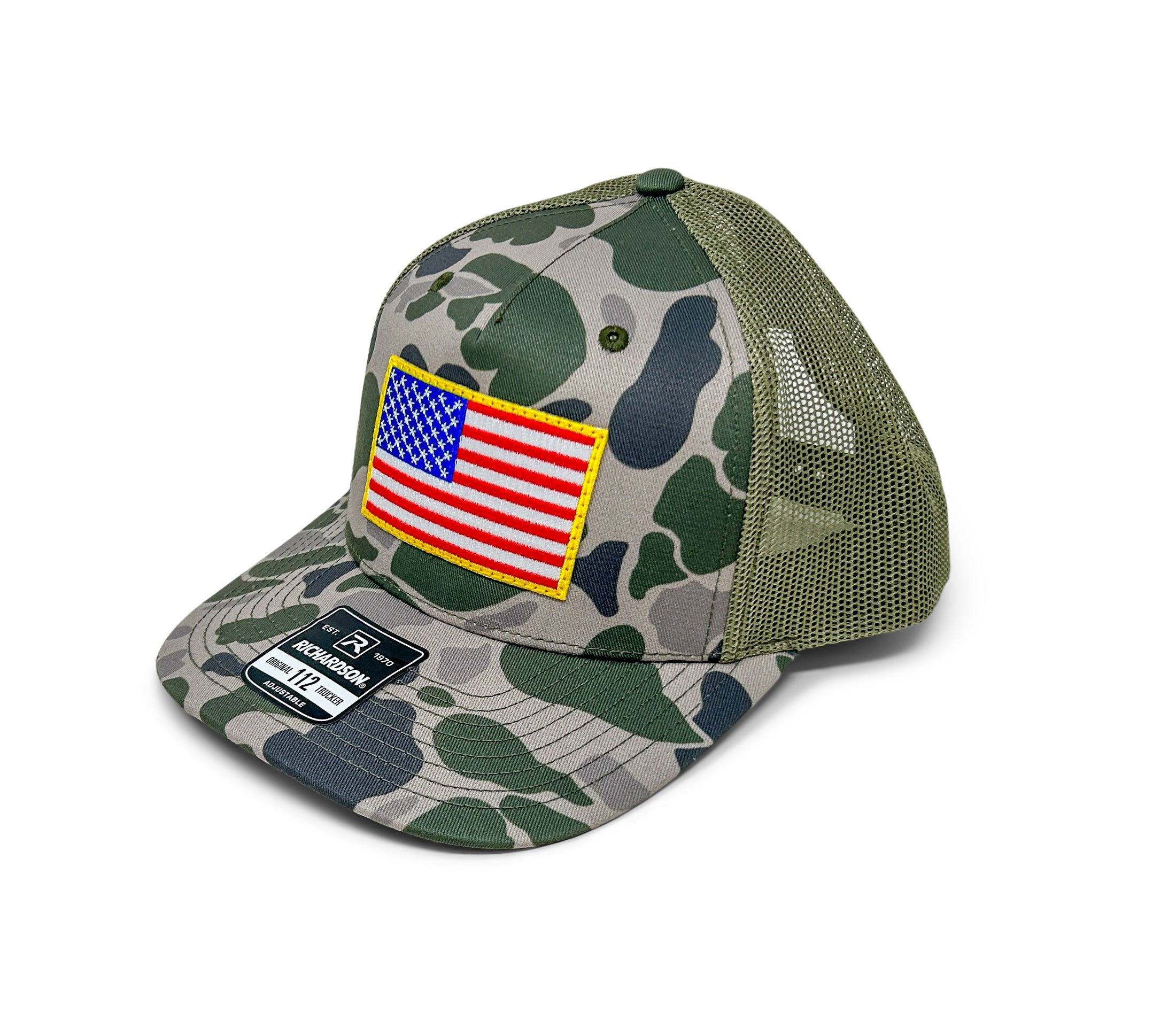 USA Flag Hat | Richardson 112 Duck Camo