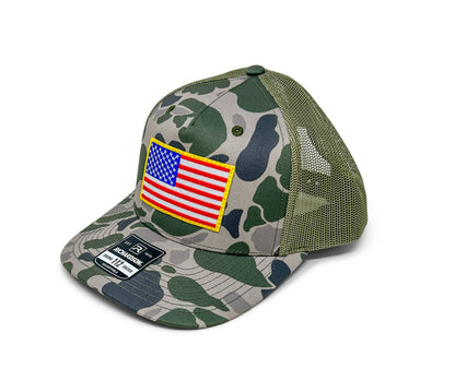 USA Flag Hat | Richardson 112 Duck Camo