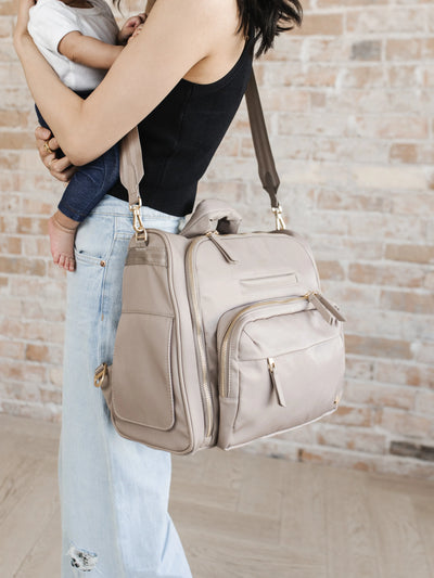 Satchel Taupe – Stylish & Versatile 3-in-1 Diaper Bag