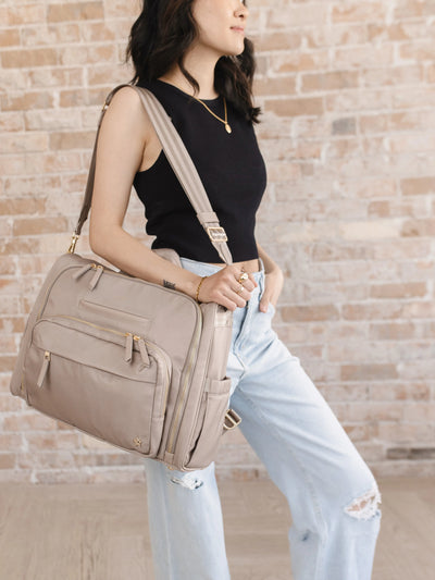 Satchel Taupe – Stylish & Versatile 3-in-1 Diaper Bag
