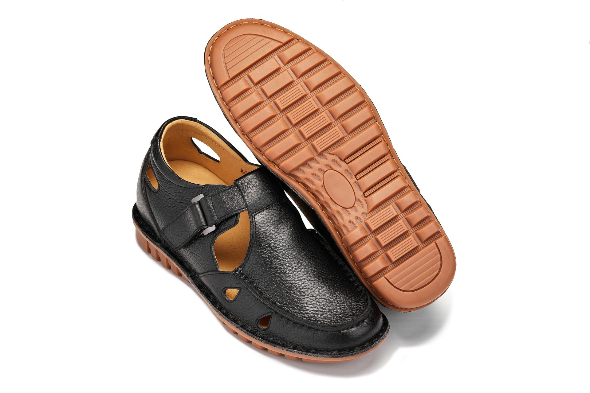 K0751 - 2.8 Inches Taller (Black) - Lightweight Casual Fisherman Sandal