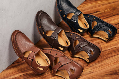 K0751 - 2.8 Inches Taller (Black) - Lightweight Casual Fisherman Sandal