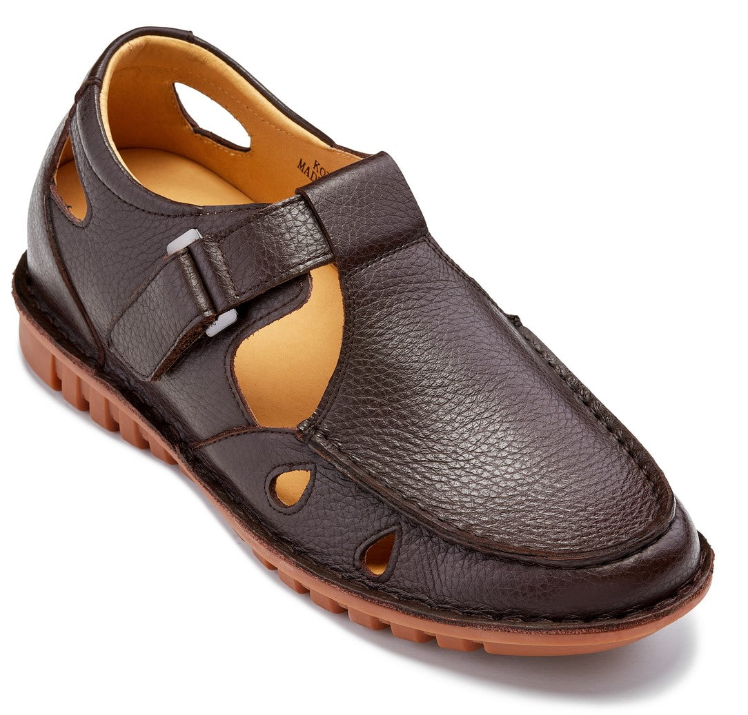K0752 - 2.8 Inches Taller (Coffee Brown) - Lightweight Casual Fisherman Sandals