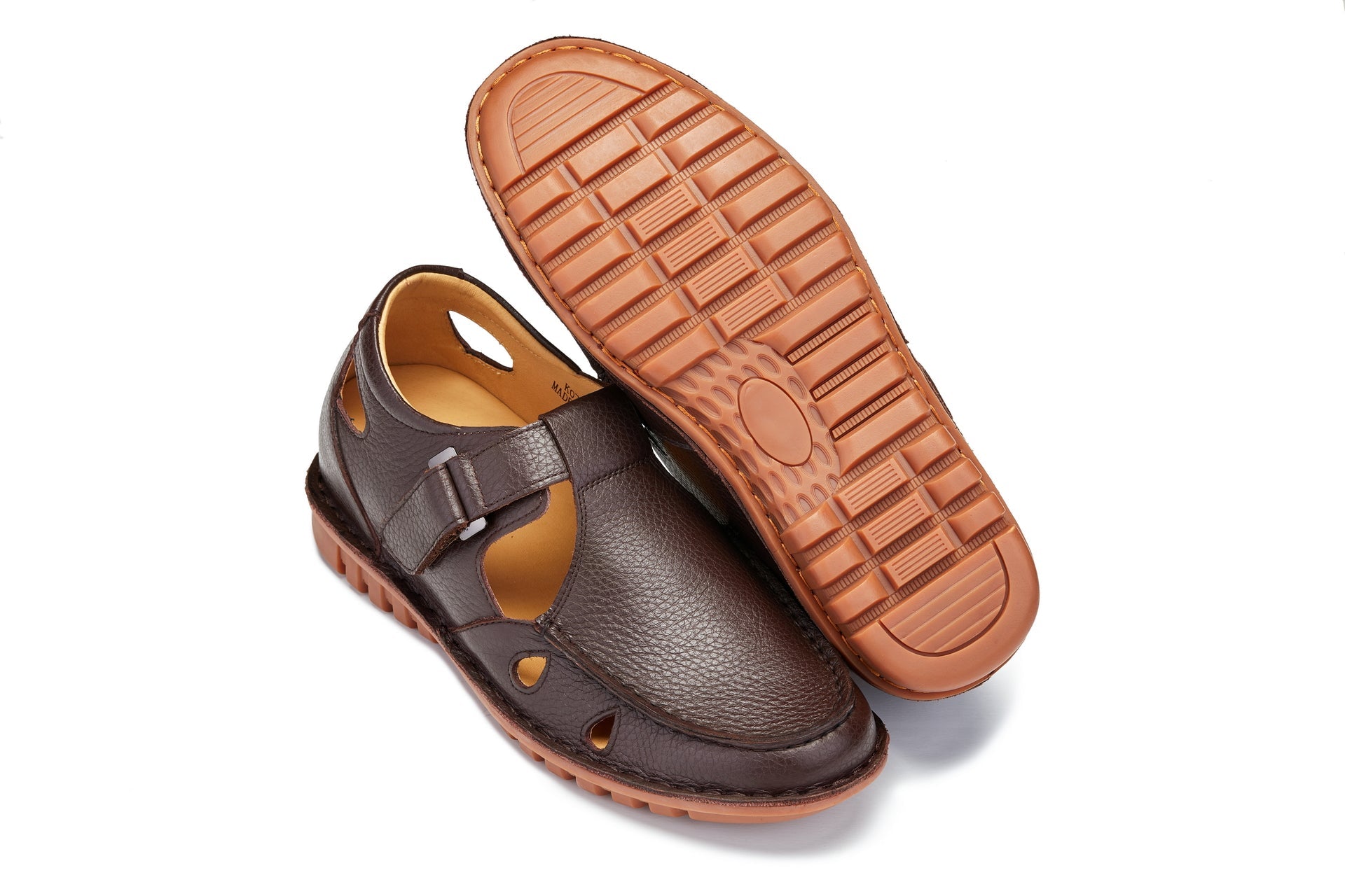 K0752 - 2.8 Inches Taller (Coffee Brown) - Lightweight Casual Fisherman Sandals