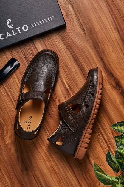 K0752 - 2.8 Inches Taller (Coffee Brown) - Lightweight Casual Fisherman Sandals