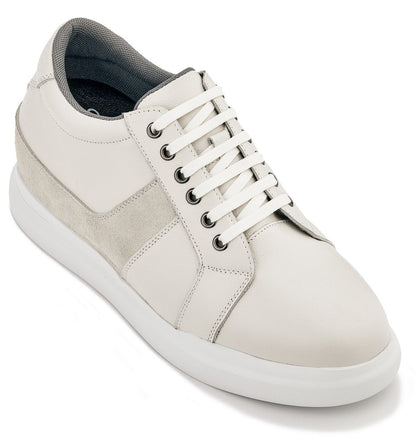 K1531 - 3 Inches Taller (Off White) - Lightweight Leather Men's Sneakers