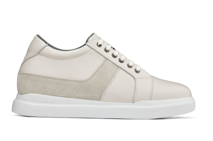 K1531 - 3 Inches Taller (Off White) - Lightweight Leather Men's Sneakers