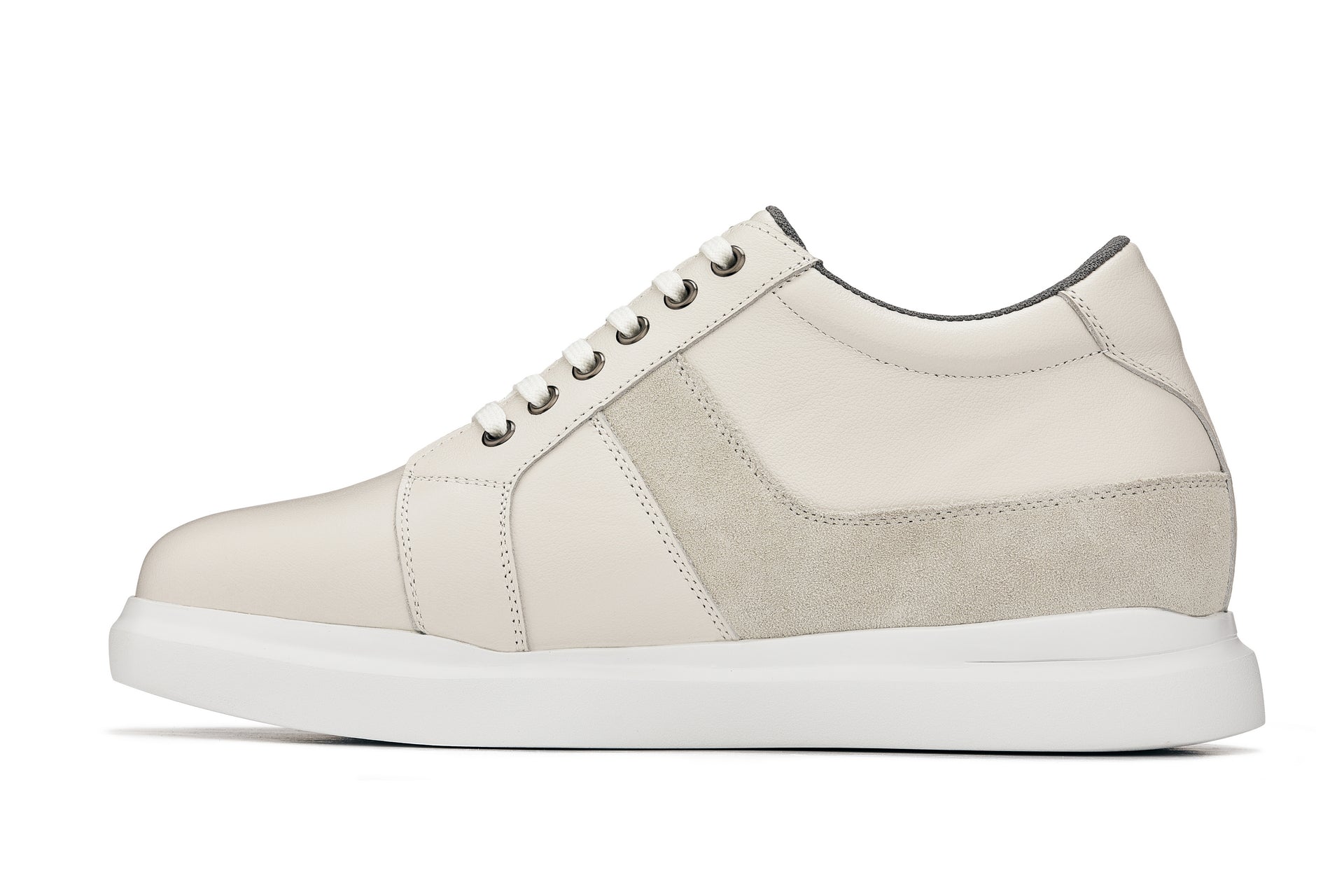 K1531 - 3 Inches Taller (Off White) - Lightweight Leather Men's Sneakers