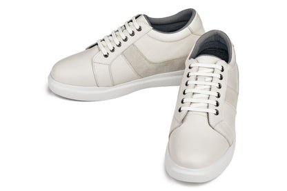 K1531 - 3 Inches Taller (Off White) - Lightweight Leather Men's Sneakers