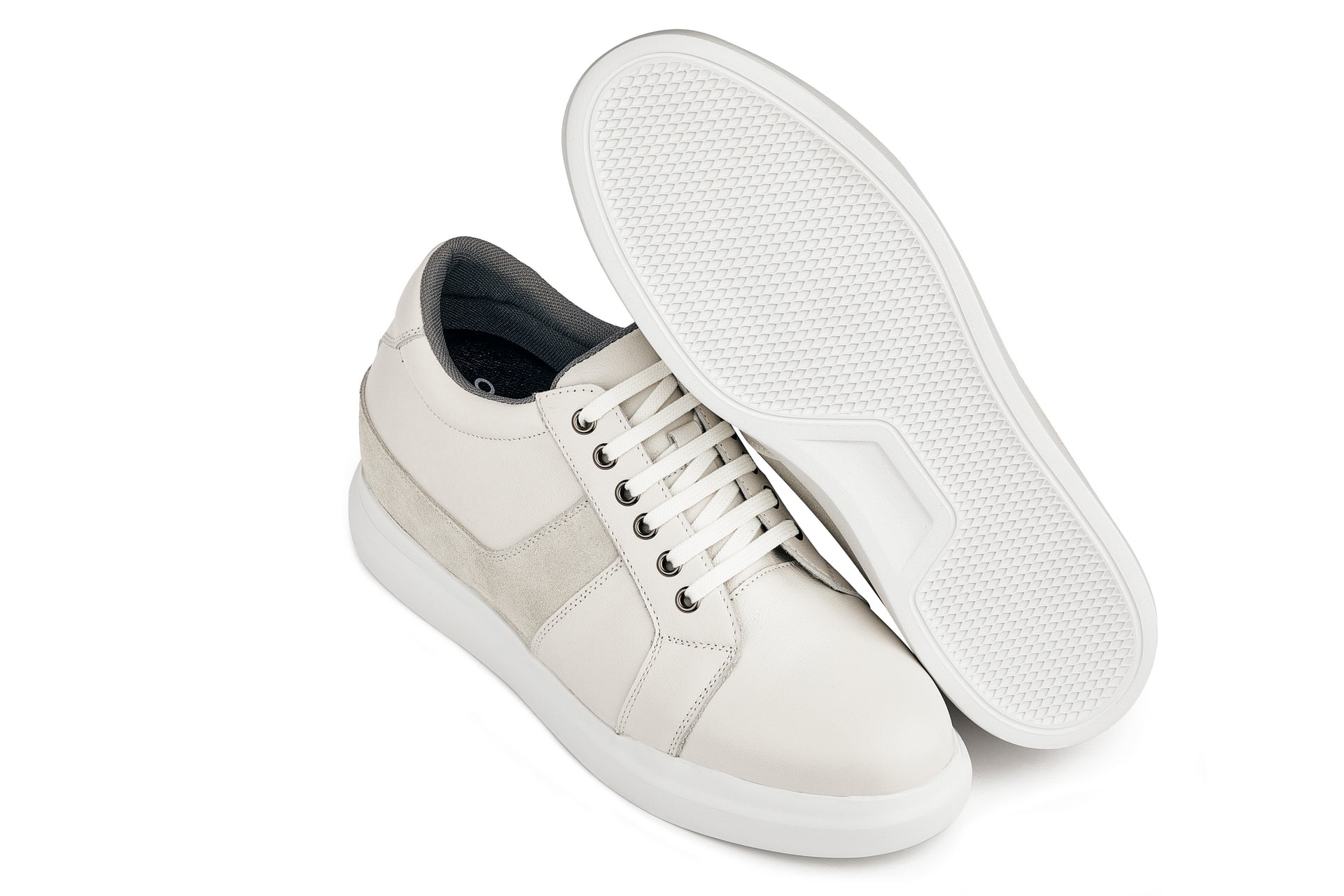 K1531 - 3 Inches Taller (Off White) - Lightweight Leather Men's Sneakers