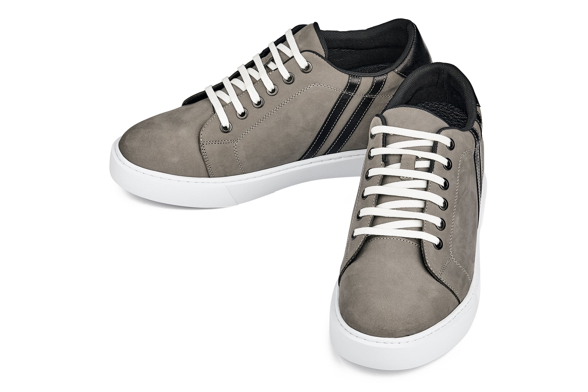 K1550 - 2.8 Inches Taller (Nubuck Grey) - Lace Up Casual Men's Sneakers